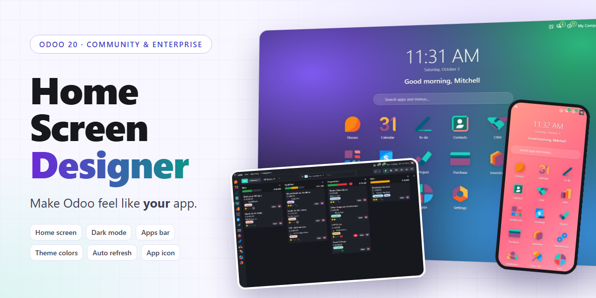 Aperçu du module Home Screen Designer