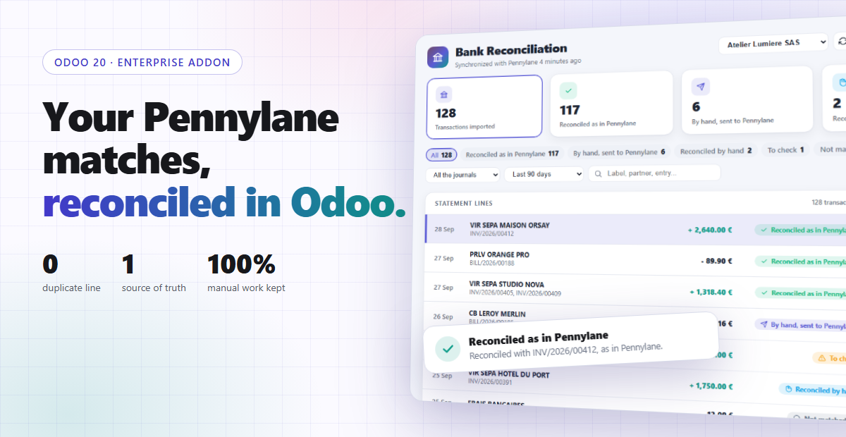 Aperçu du module Pennylane Bank Reconciliation